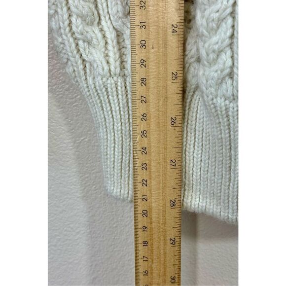 Irelands Eye Knitwear Dublin 100% Virgin Wool Cable Knit Quarter Zip Sweater L - Picture 7 of 9